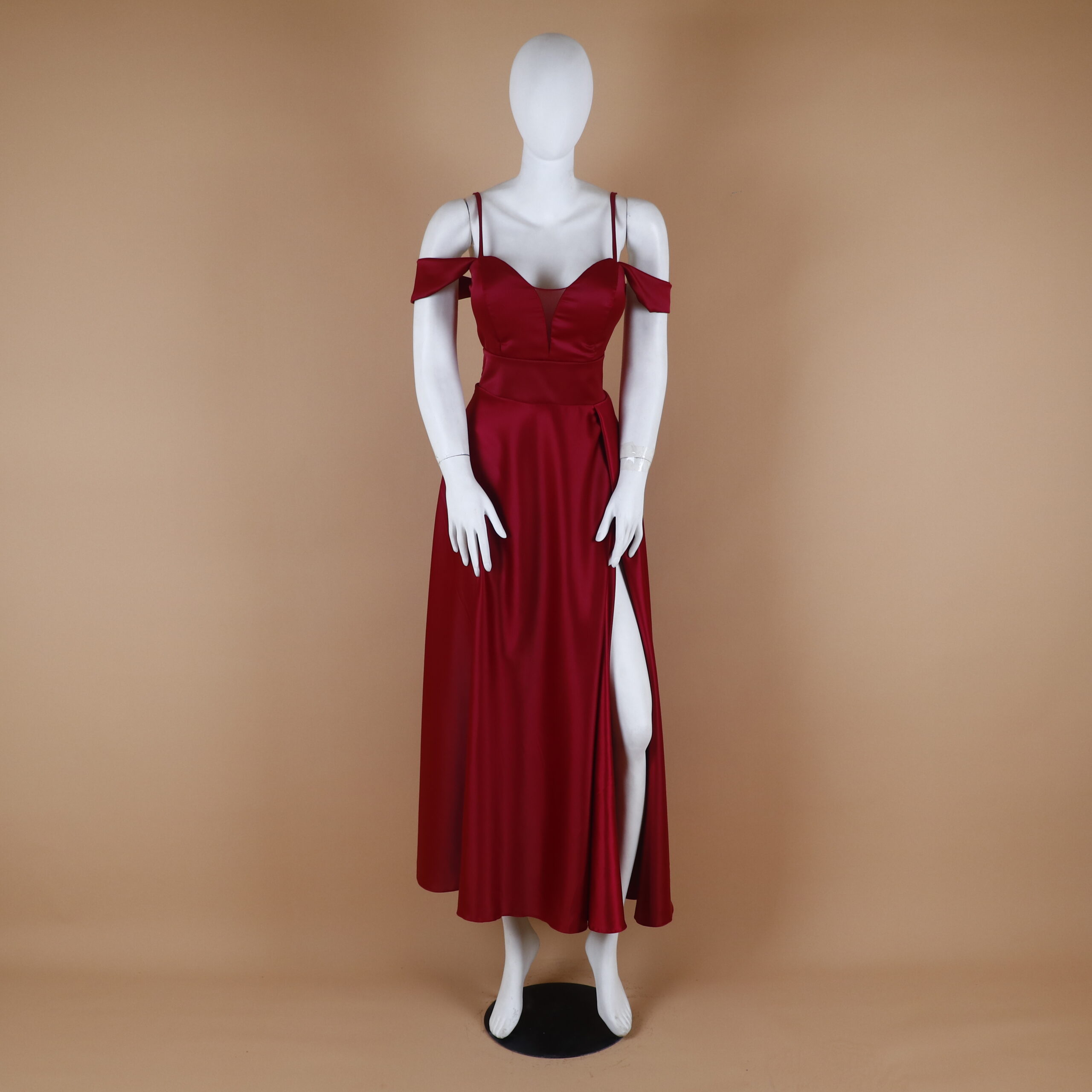 Vestido tela benetton mangas caidas color vino - Angela