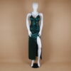 Vestido tela saten corte sirena color verde botella - Lily