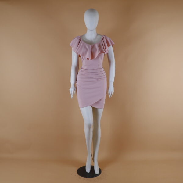 Vestido tela scuba corte sirena color rosa nude - Samara