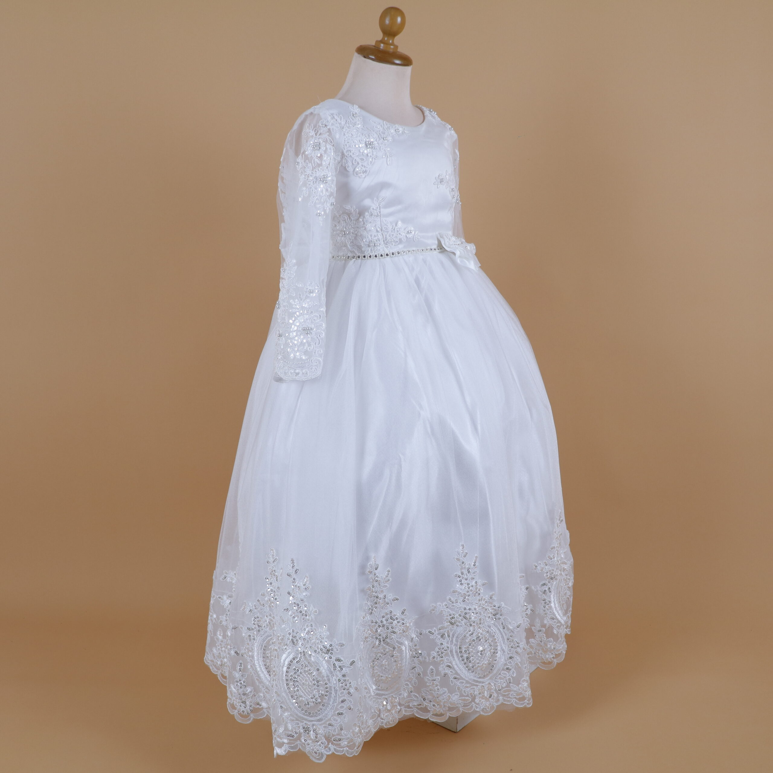 vestido niñas cintura con strass en pedreria color ivory - Arely