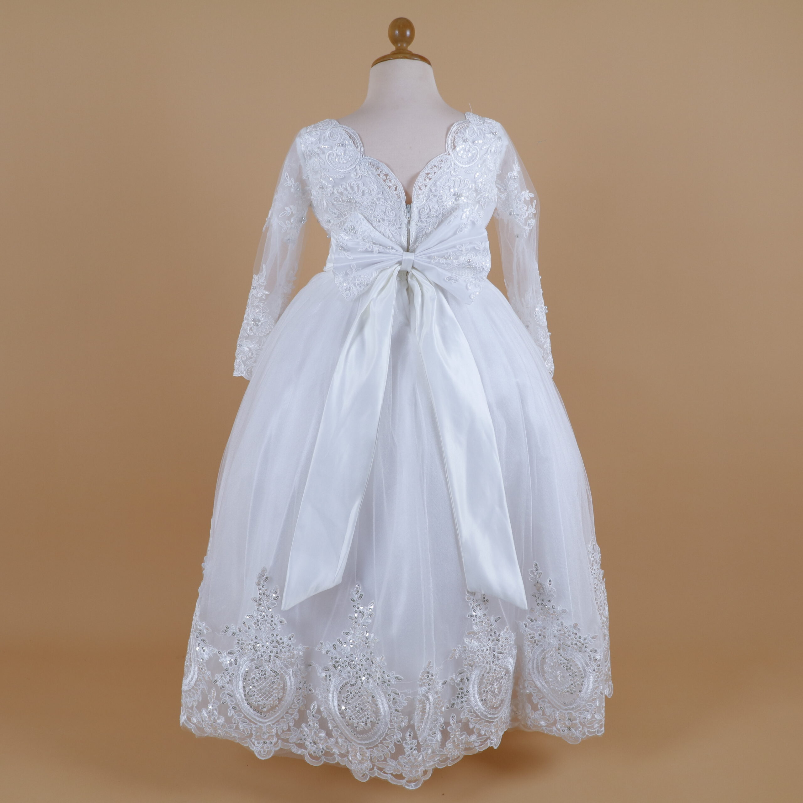 vestido niñas con moño coquette color ivory - Arely