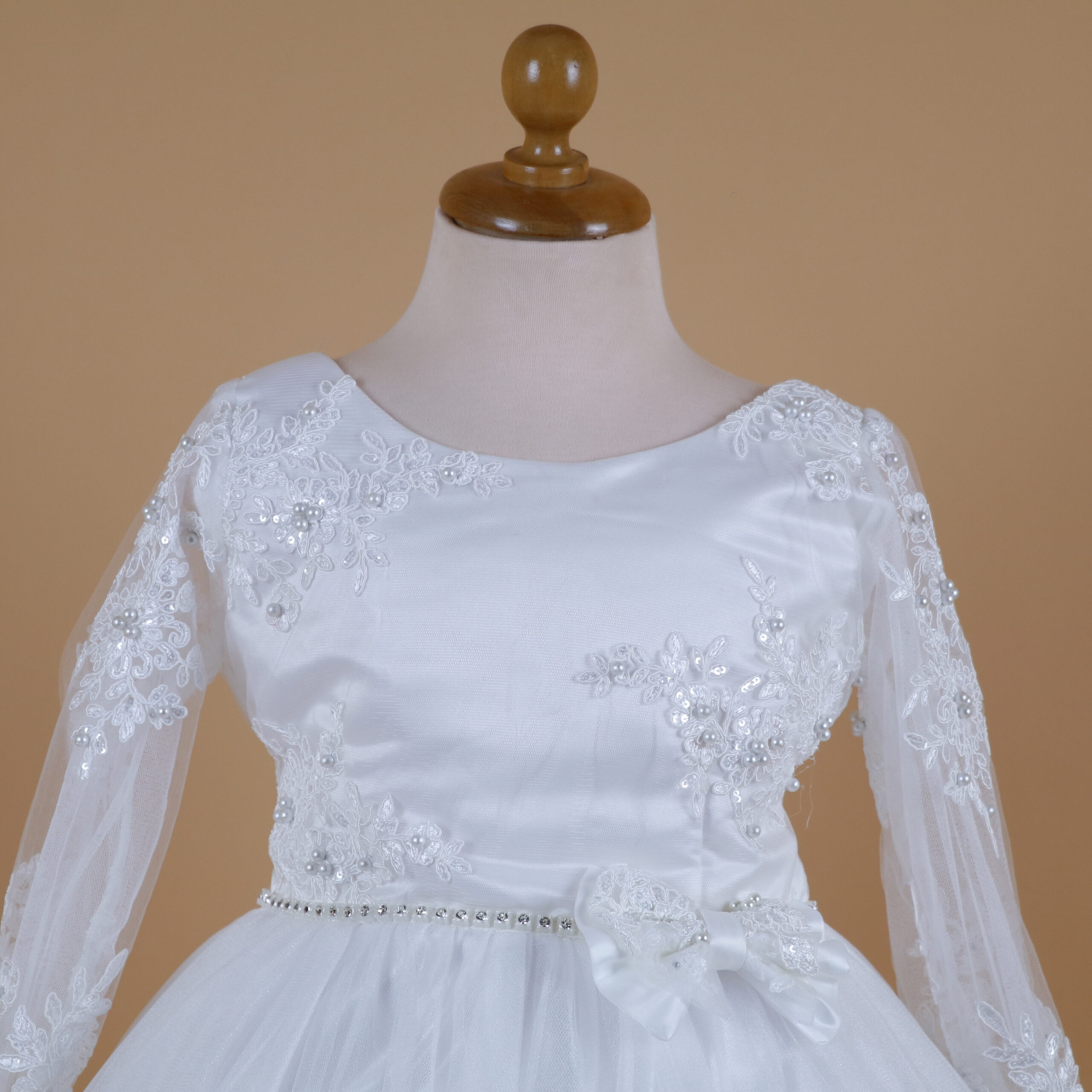 vestido niñas escote redondo color ivory - Arely