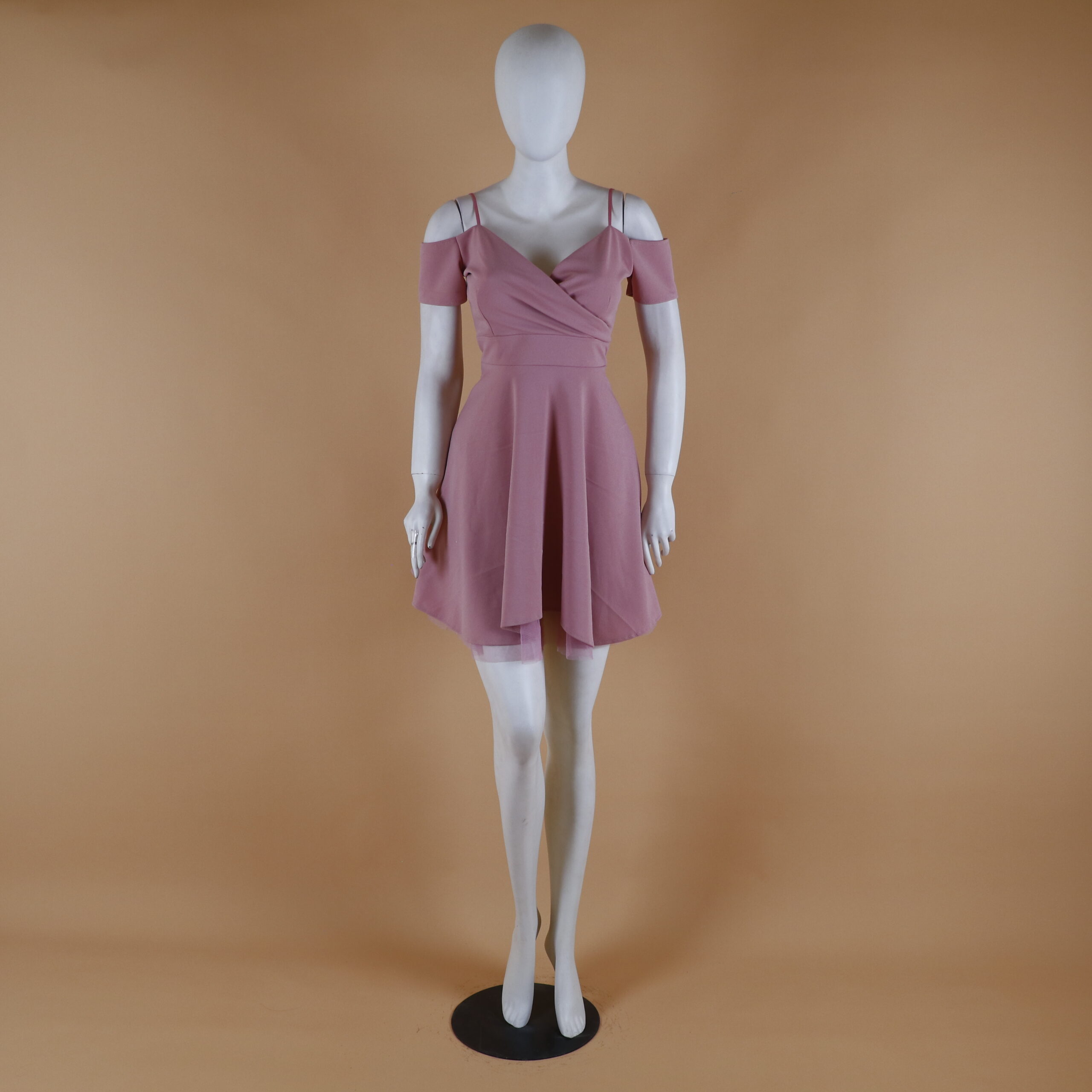 vestido tela scuba corte en línea A color palo rosa - Lua