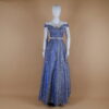 vestido tela tornasolada escote en v color azul acero - Yesenia 2