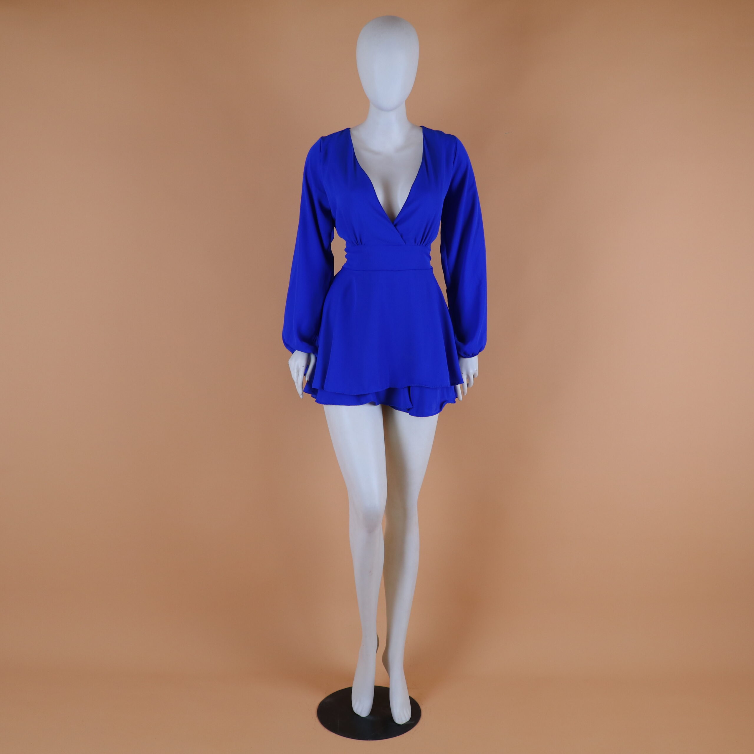 Vestido corto caida doble campana color azul eléctrico - Sofia