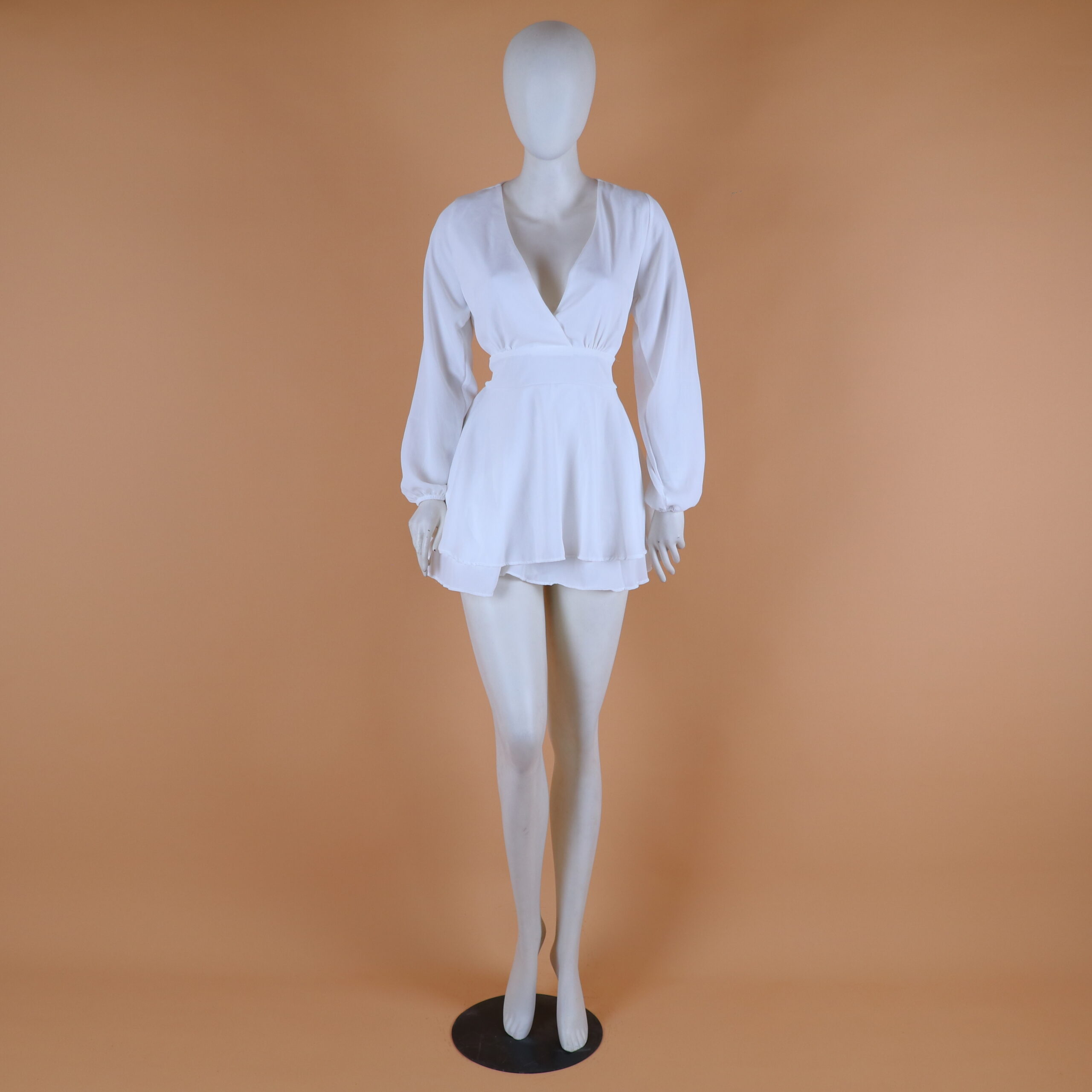 Vestido corto caida doble campana color blanco - Sofia