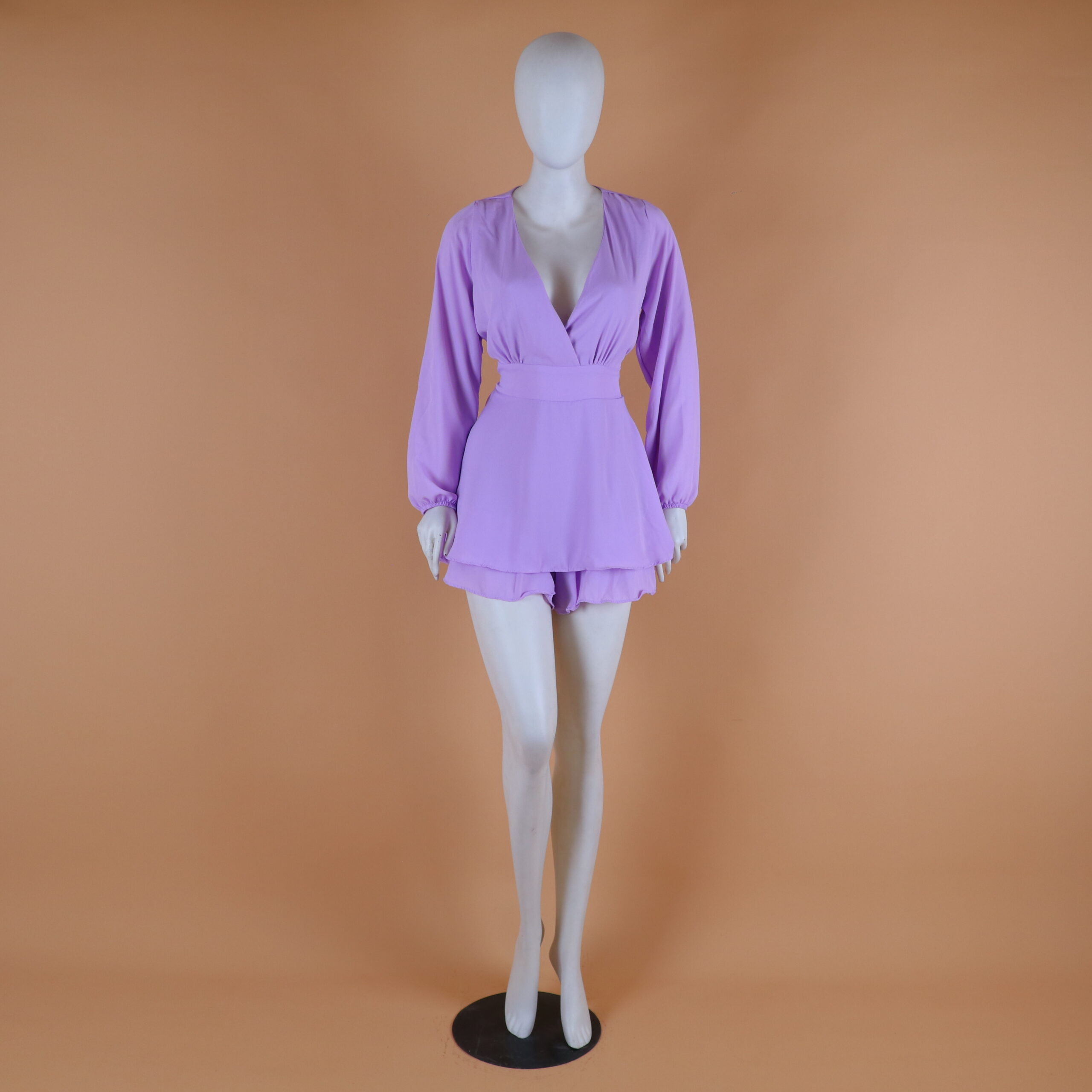 Vestido corto caida doble campana color lila - Sofia