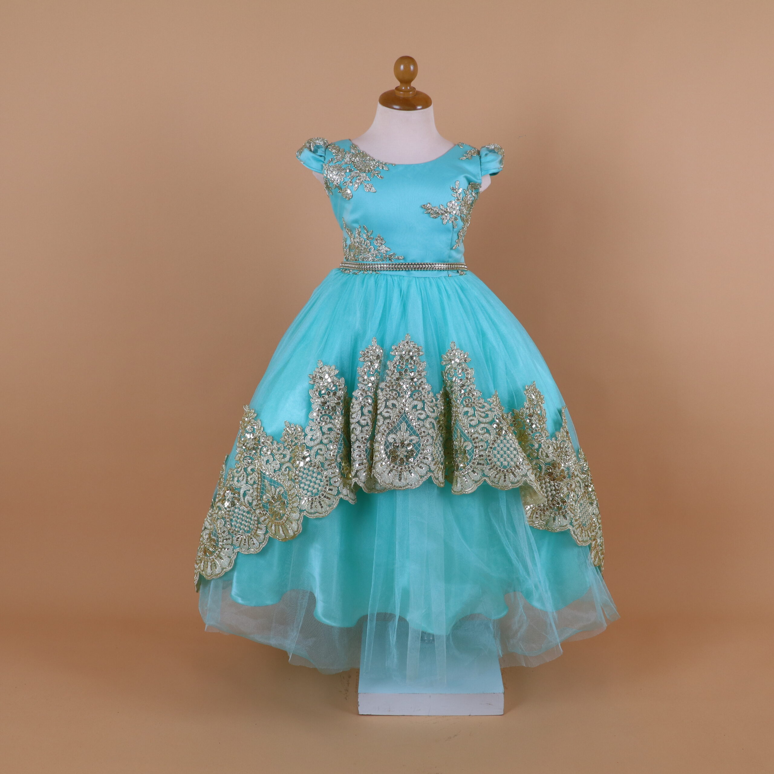 Vestido niñas color verde agua caida princesa - SOL