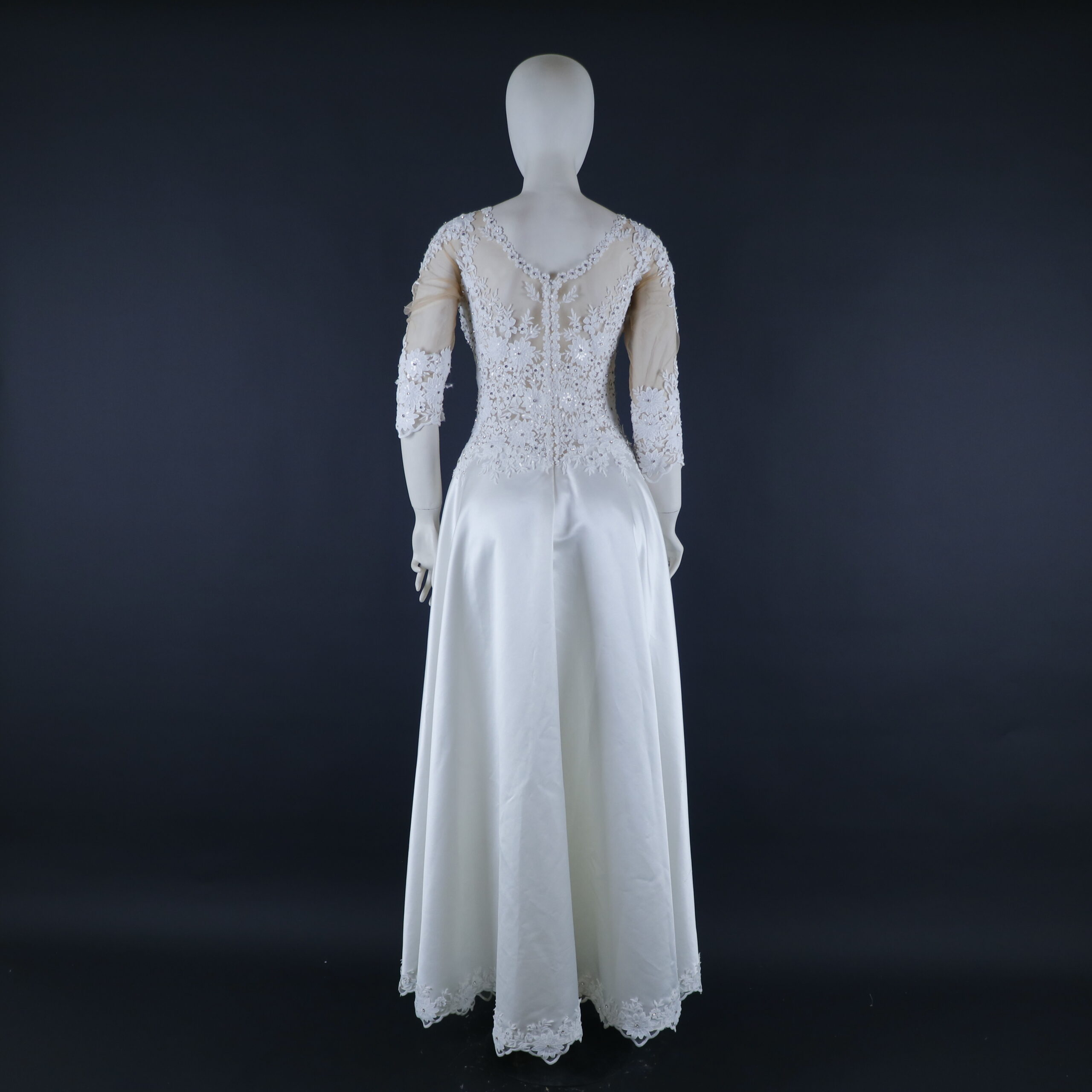 Vestido novias tela podesua tul parte posterior escote en V color ivory - Frida