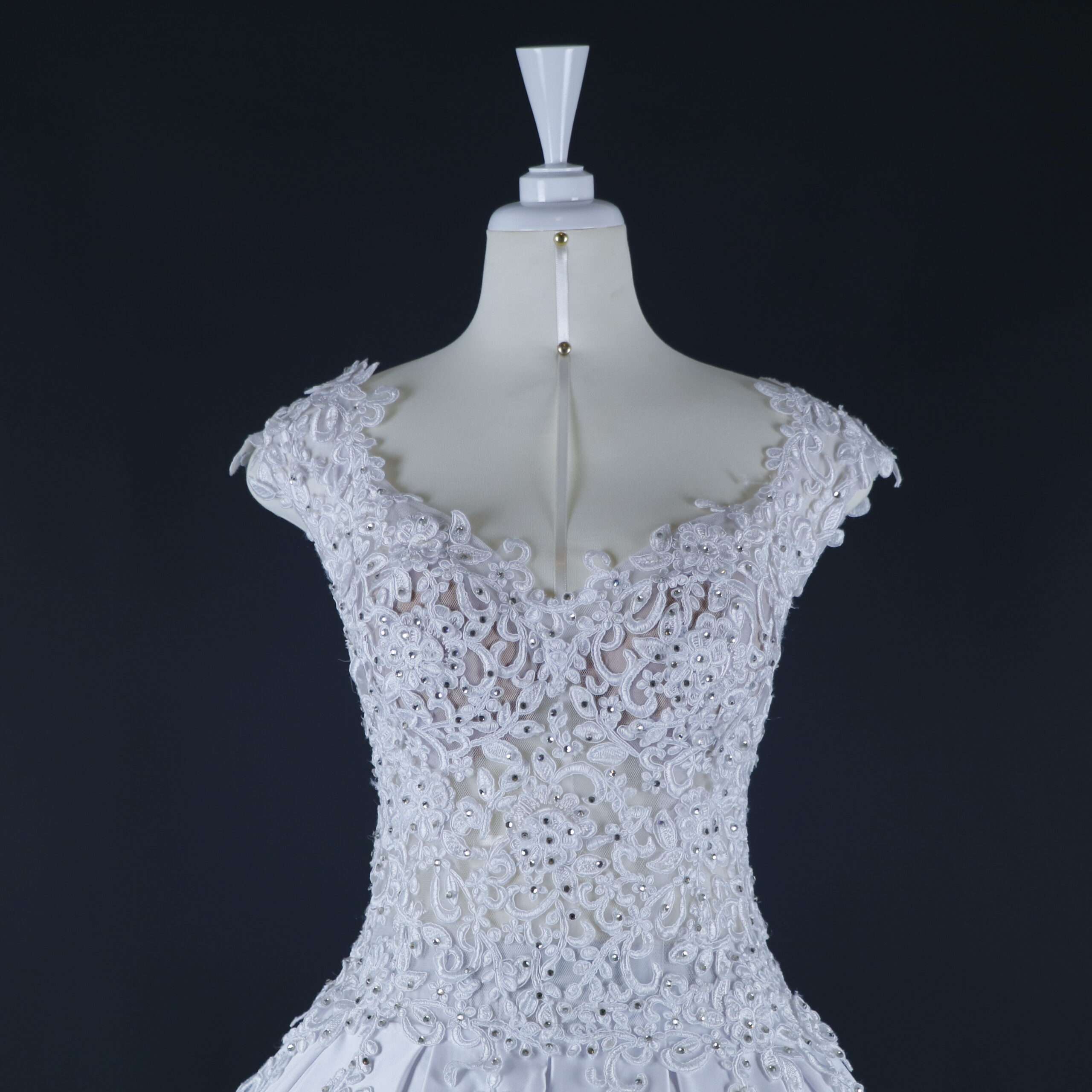 Vestido novias tela razo español escote corazón color blanco - Mady