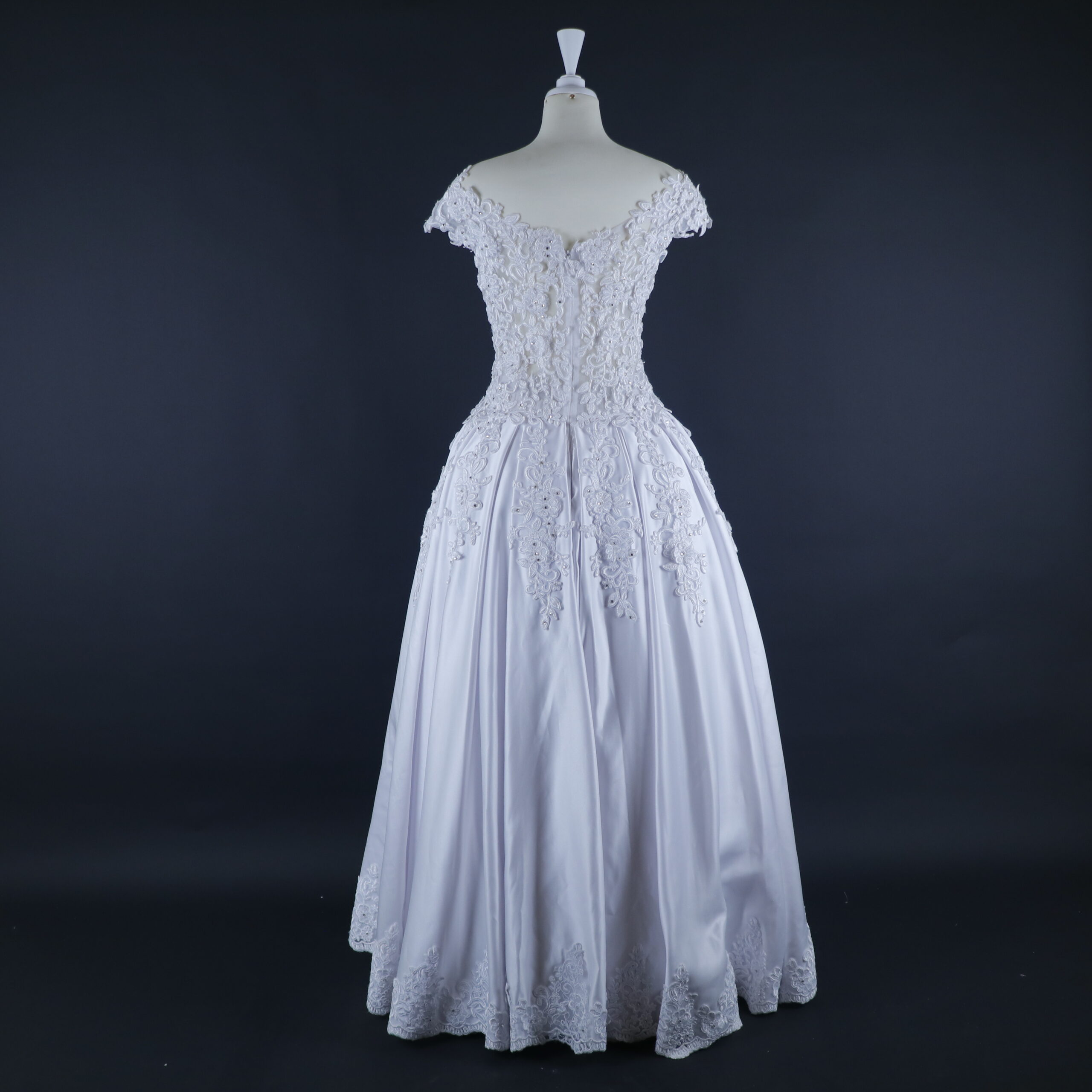 Vestido novias tela razo español escote en v posterior color blanco - Mady