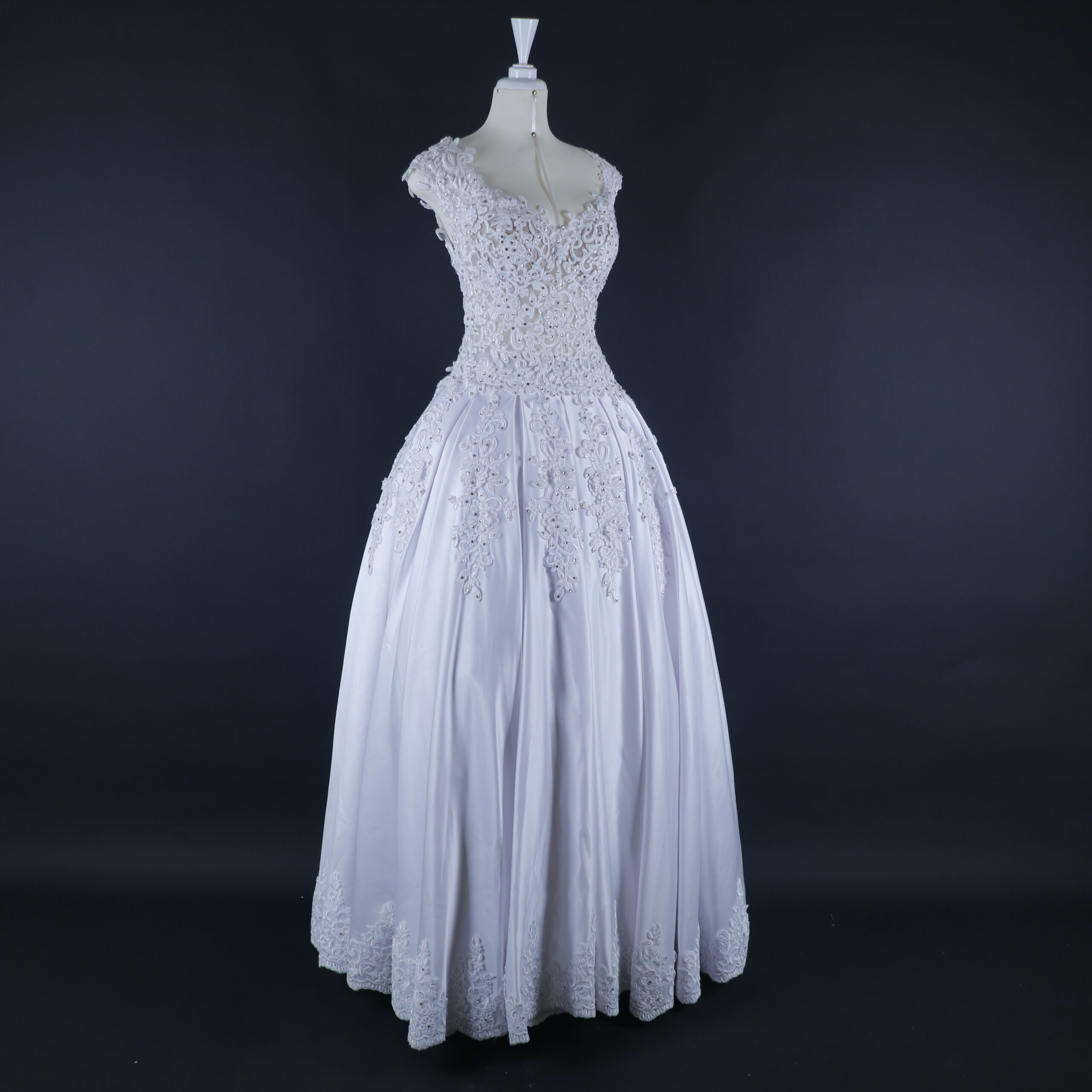 Vestido novias tela razo español falda tableada color blanco - Mady