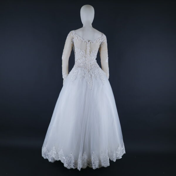 Vestido novias tela tul español cola de 3 metros color ivory - Zarella