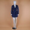 Vestido tela gasa estampada conrte en A color azul noche - Giuliana