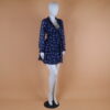 Vestido tela gasa estampada manga larga color azul noche - Giuliana