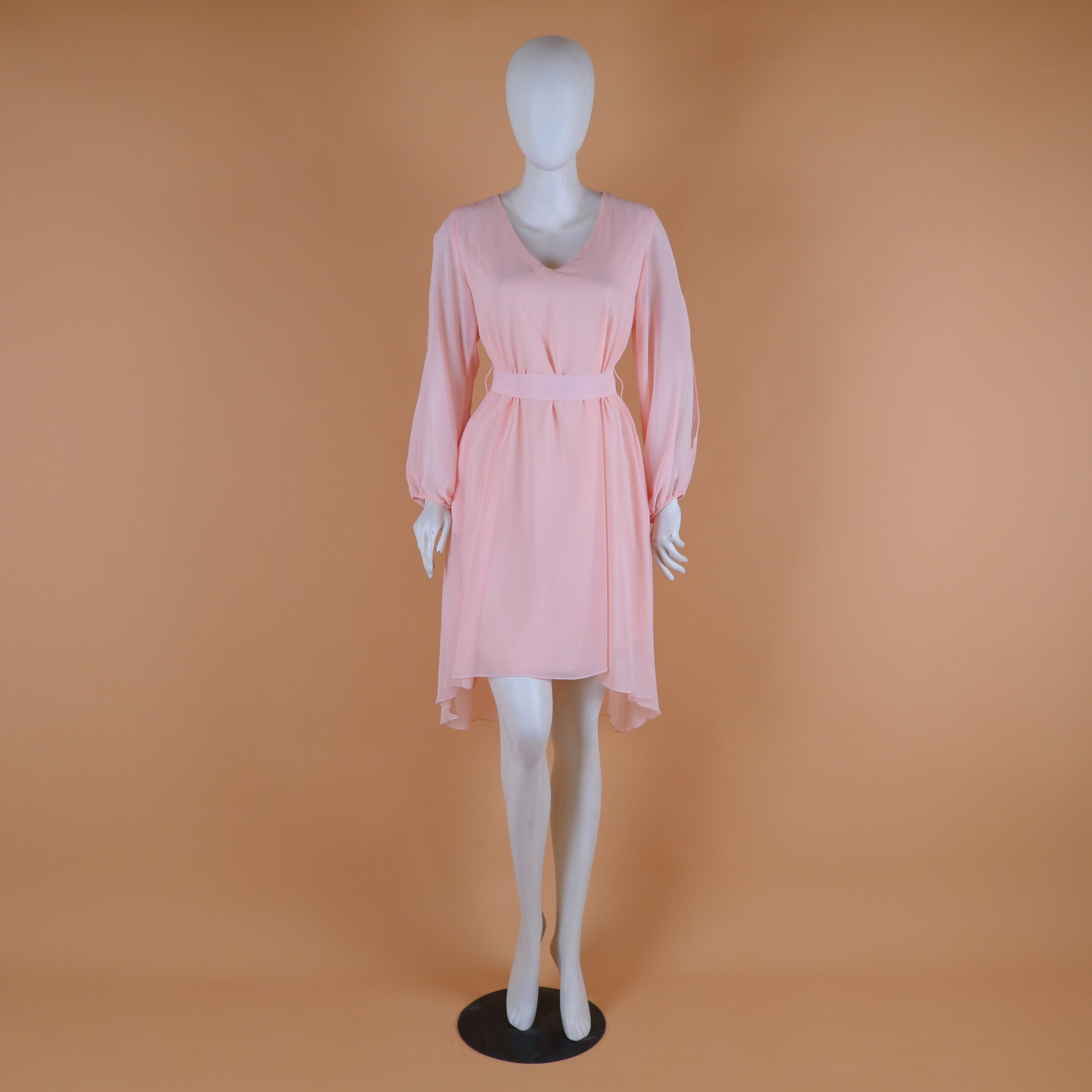 Vestido tela gasa manga larga color melón - María