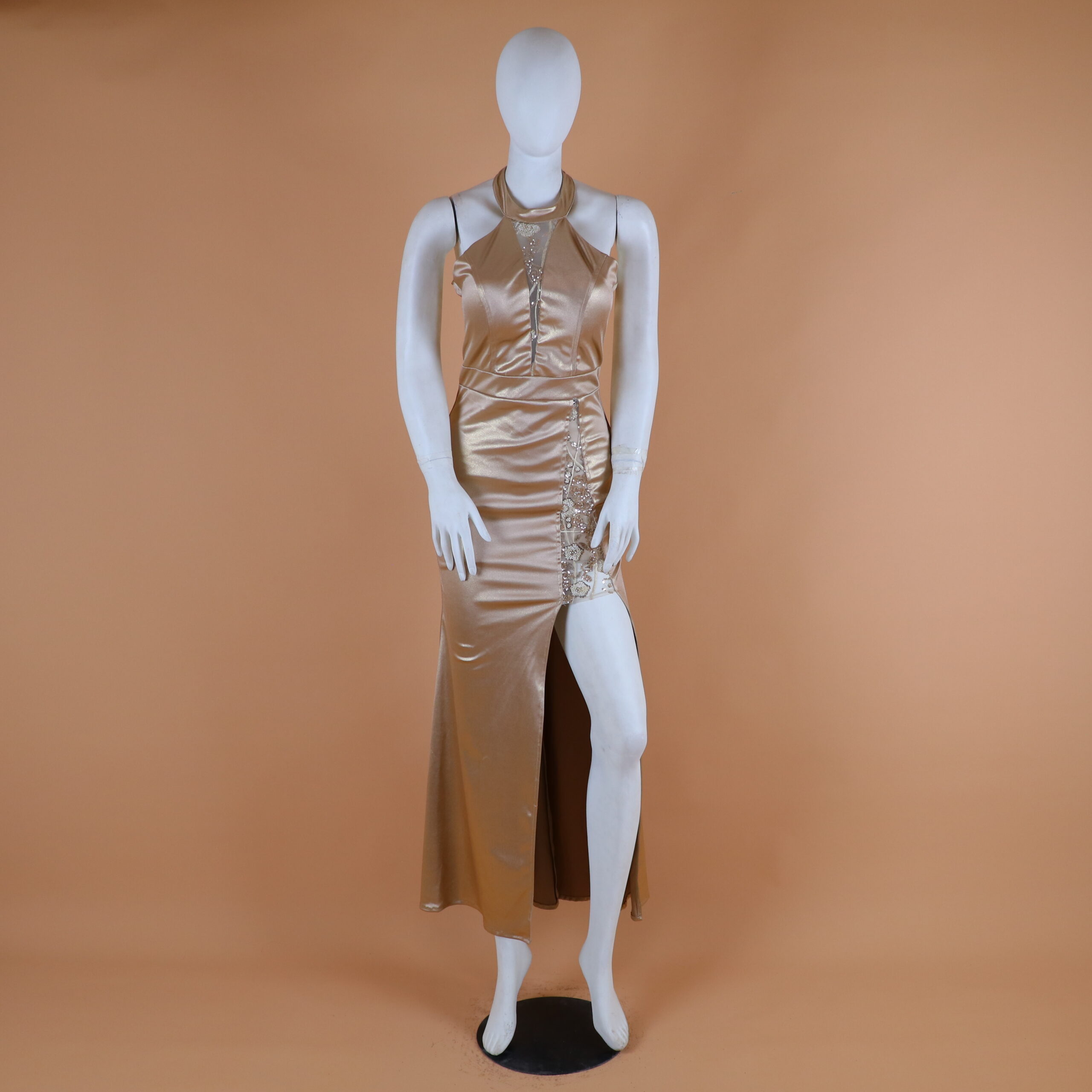 Vestido tela satén licrada corte sirena color dorado - Cayetana Vestido tela satén licrada corte sirena color dorado - Cayetana