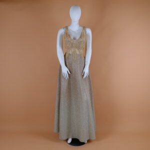 Vestido tela tornasolada corte en línea A color dorado - Karli
