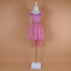 Vestido tela tul glitter con encajes 3d escote bardot caida campana con cola de pato color palo rosa - Leslie 2