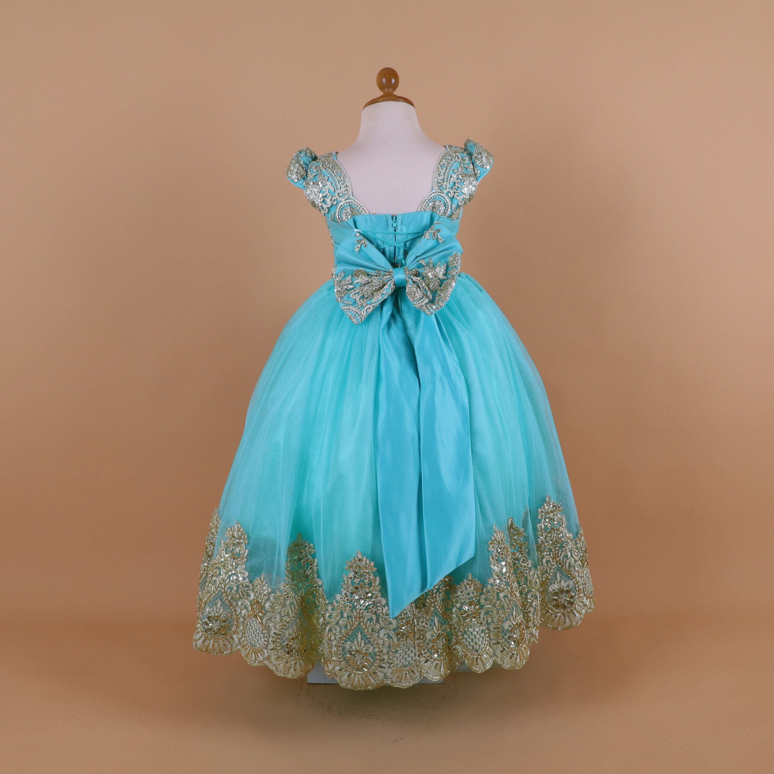 vestido niñas color verde agua con lazo posterior - SOL