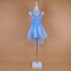vestido tela tul encajes 3d saten escote en u caida cola de pato con 3 pliegues color celeste - Victoria