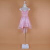 vestido tela tul encajes 3d saten escote en u caida cola de pato con 3 pliegues color rosa golf - Victoria