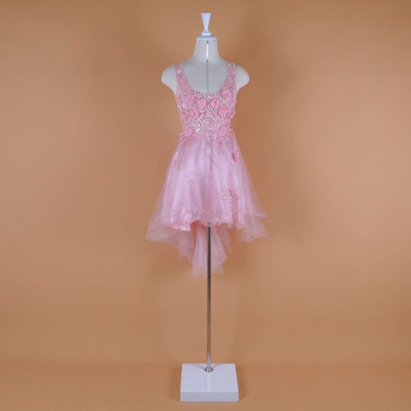 vestido tela tul encajes 3d saten escote en u caida cola de pato con 3 pliegues color rosa golf - Victoria