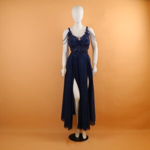 Vestido tela gasa americana color azul noche - Yandira