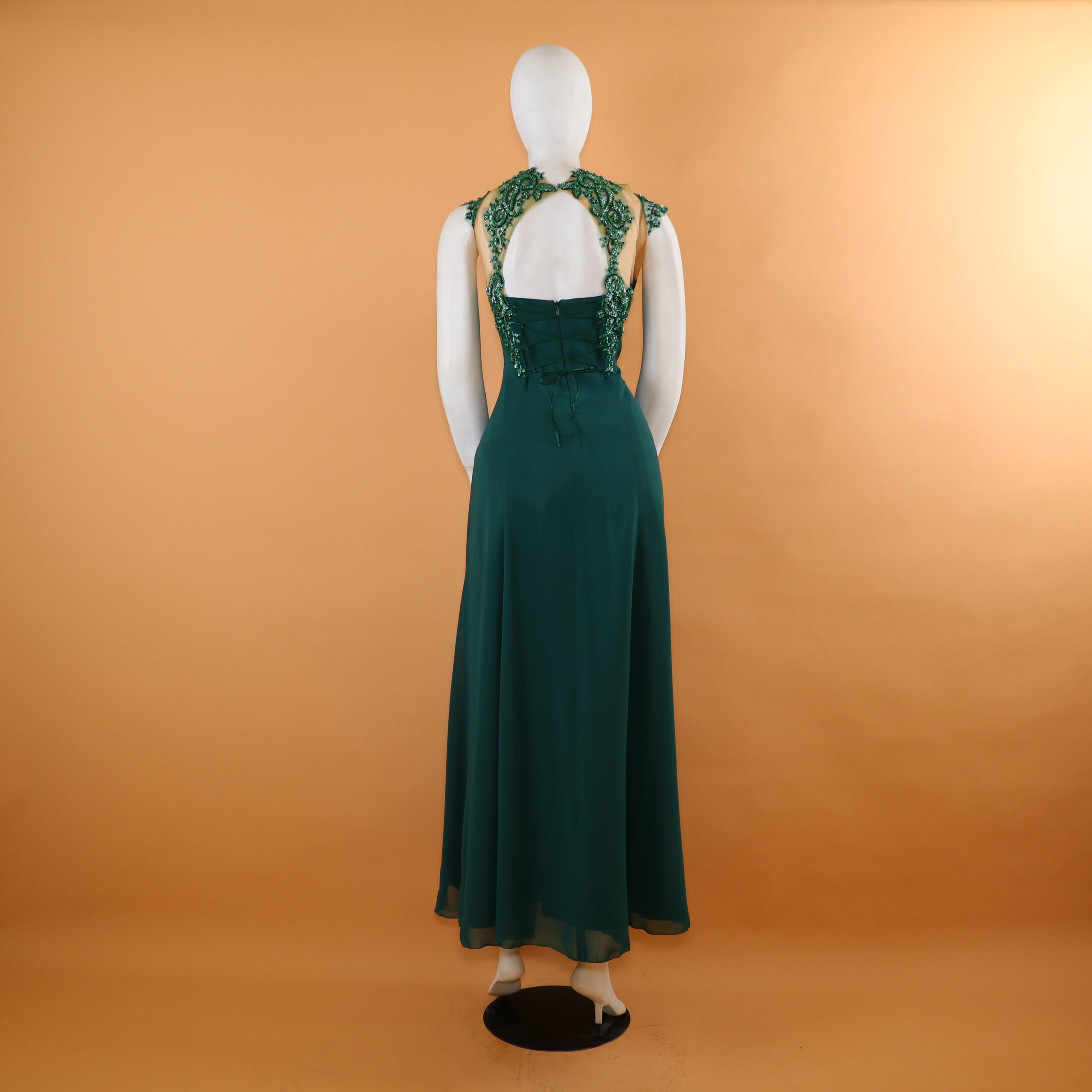 vestido con cierre y corset color verde botella - Milly