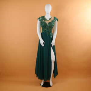 vestido corte princesa color verde botella - Milly