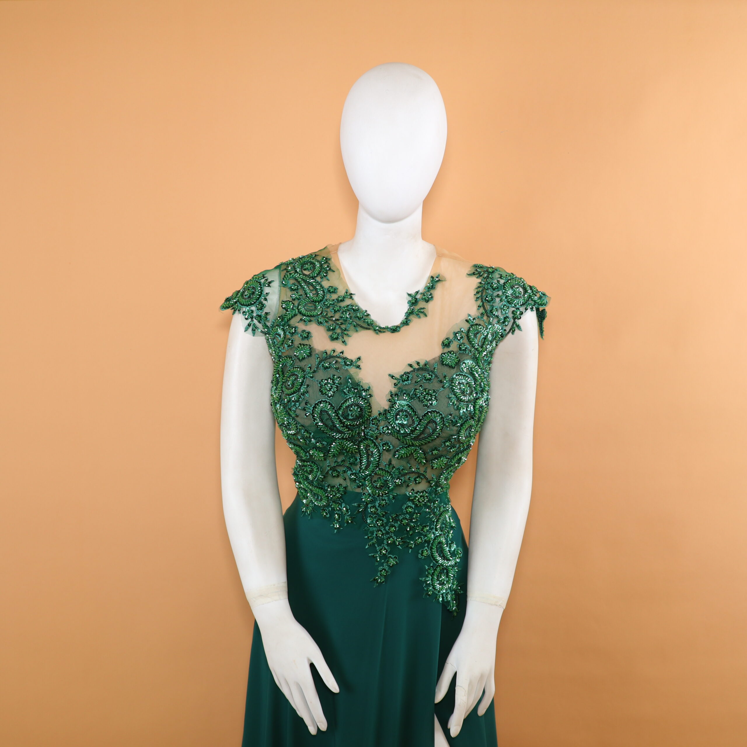 vestido escote corazon color verde botella - Milly