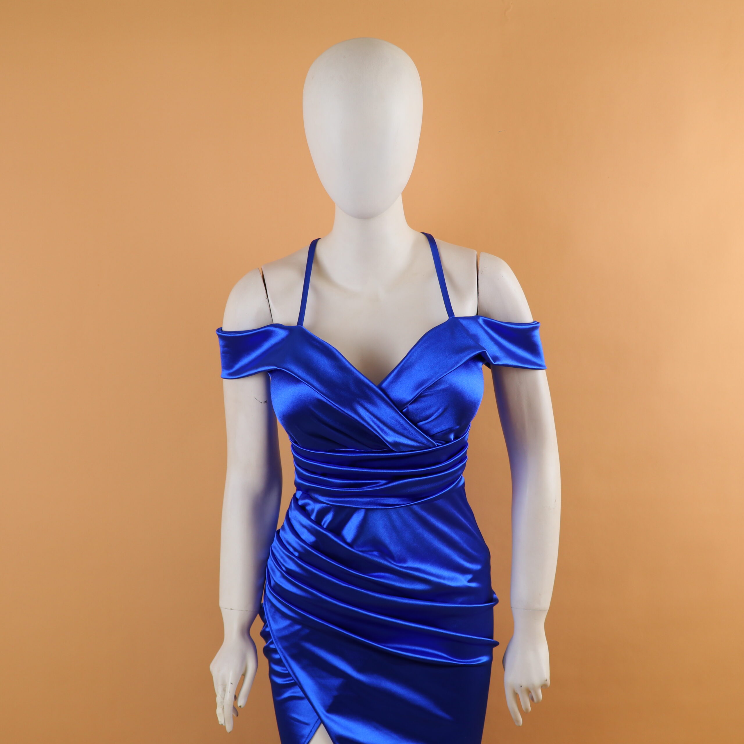 vestido escote cruzado color azul electrico - Danitza