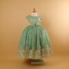 vestido para compromisos niñas color verde olivo escote u - Sandra