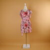 vestido tela gasa estampada escote v mangas caidas corte angel color palo rosa - Lucía