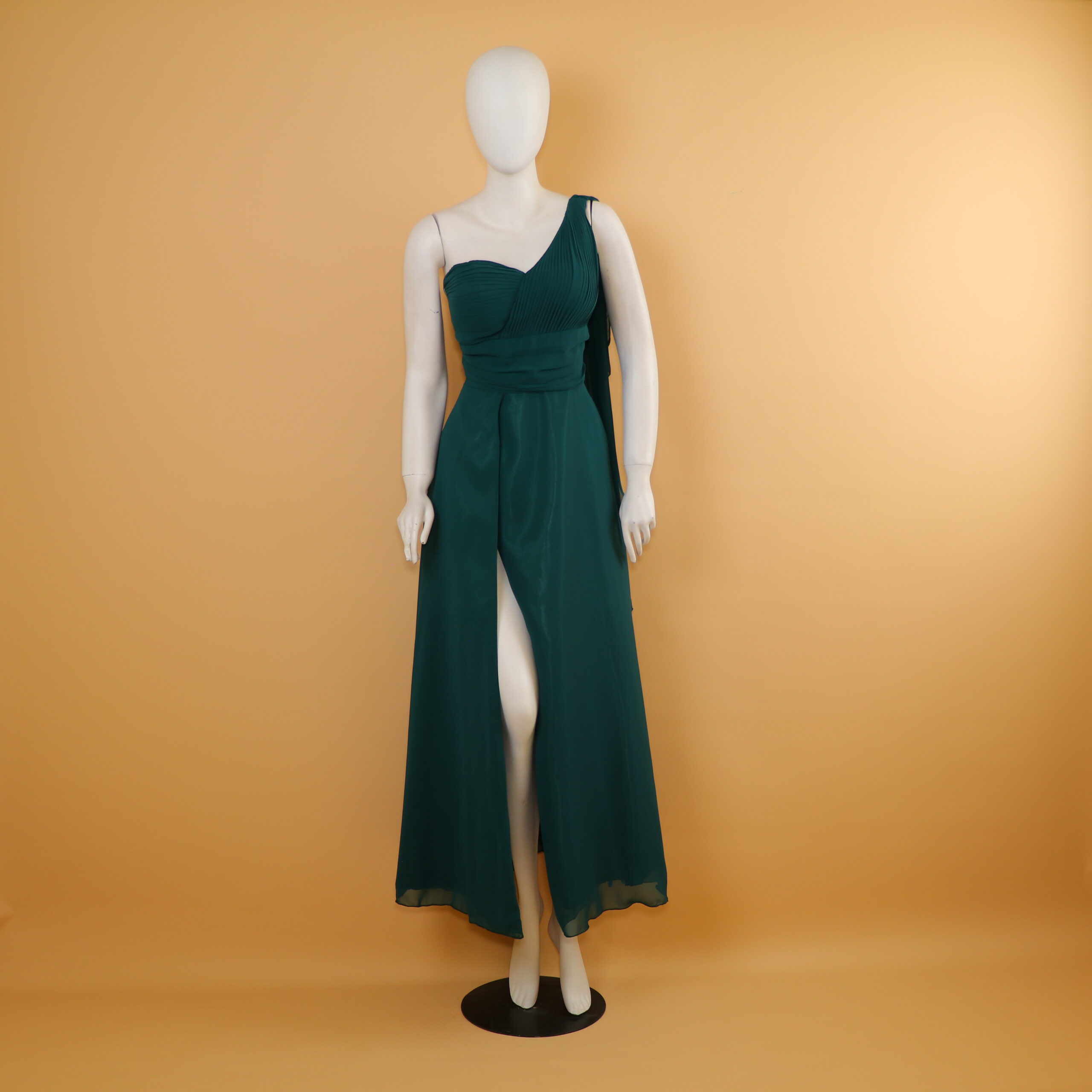 vestido tela gasa importada caida en A color verde botella - Noelia