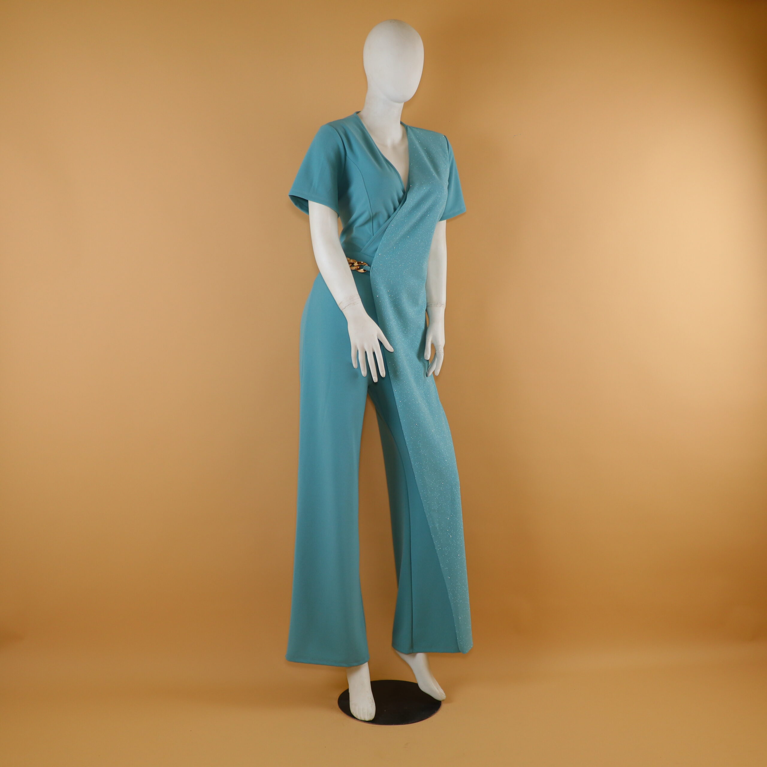 enterizo tela scuba cadena cintura color verde cemento - Verónica