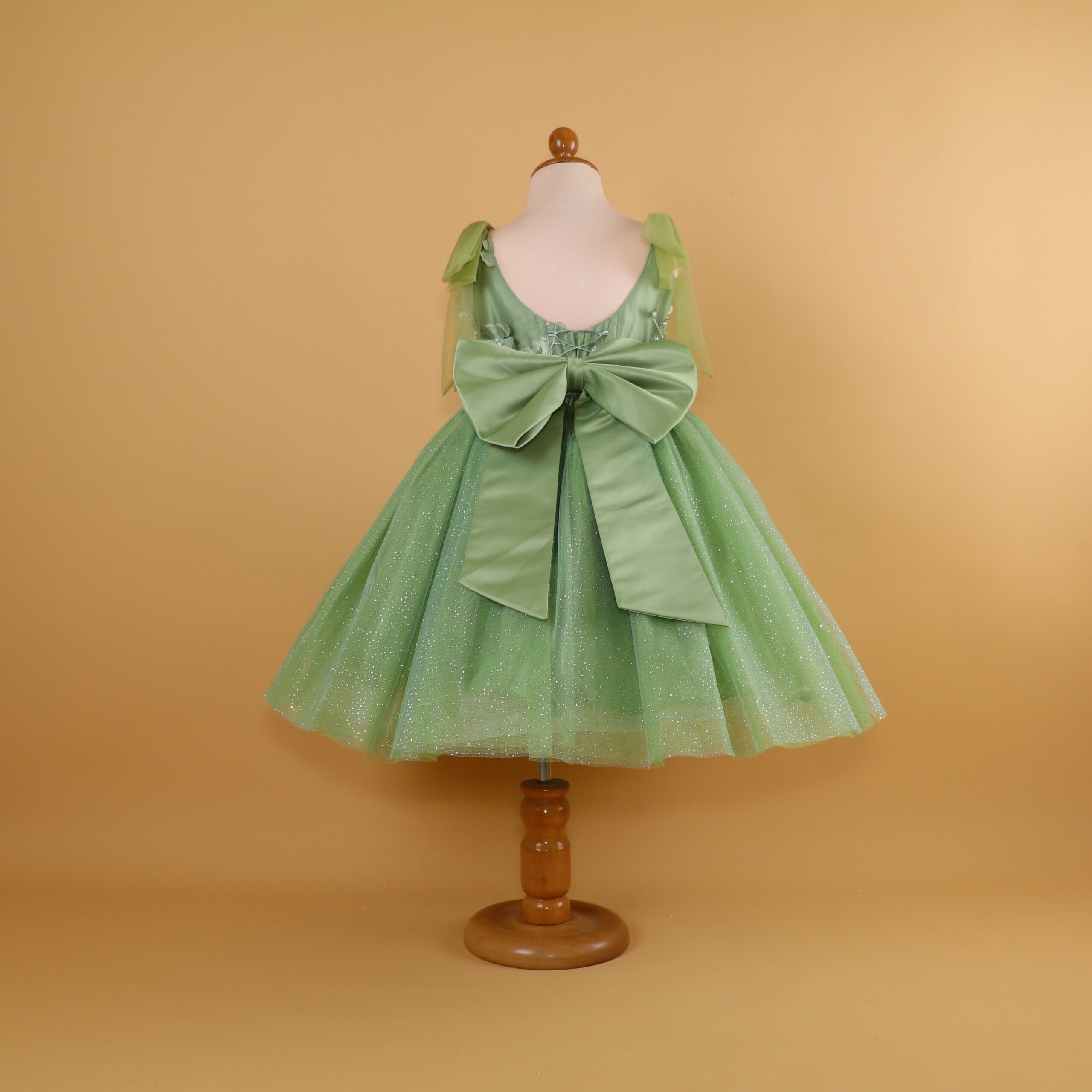vestido niñas con lazo color verde olivo - Alexa