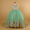 vestido niñas encajes perla 3d color verde olivo - Lizzie vestido niñas encajes perla 3d color verde olivo - Lizzie