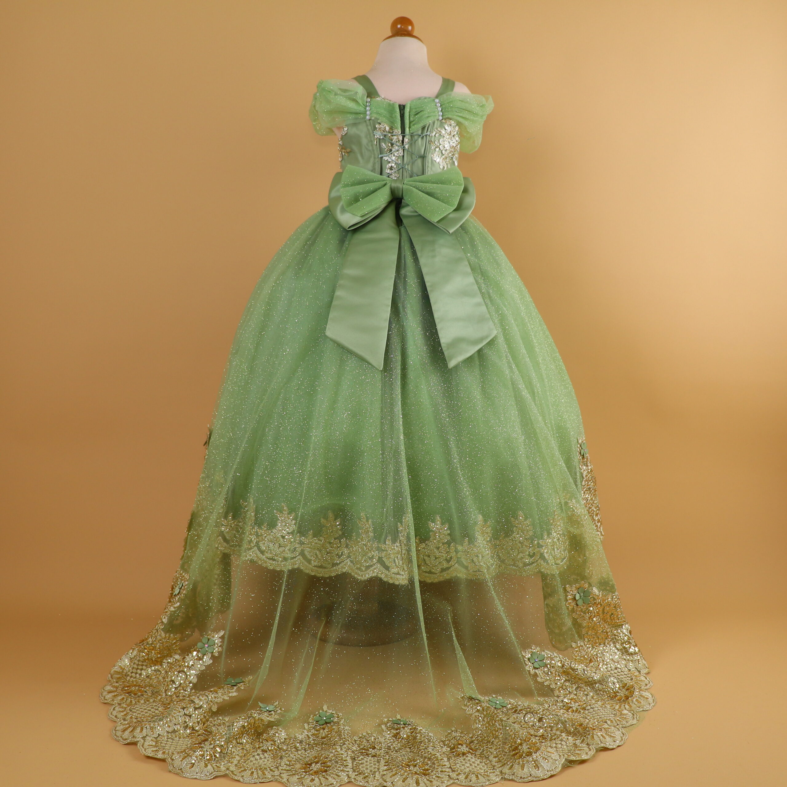 vestido niñas tela tul brillo falda desmontable color verde olivo - Valeria vestido niñas tela tul brillo falda desmontable color verde olivo - Valeria
