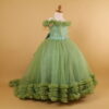 vestido niñas tela tul fantasia cola desmontable color verde olivo - Arlet