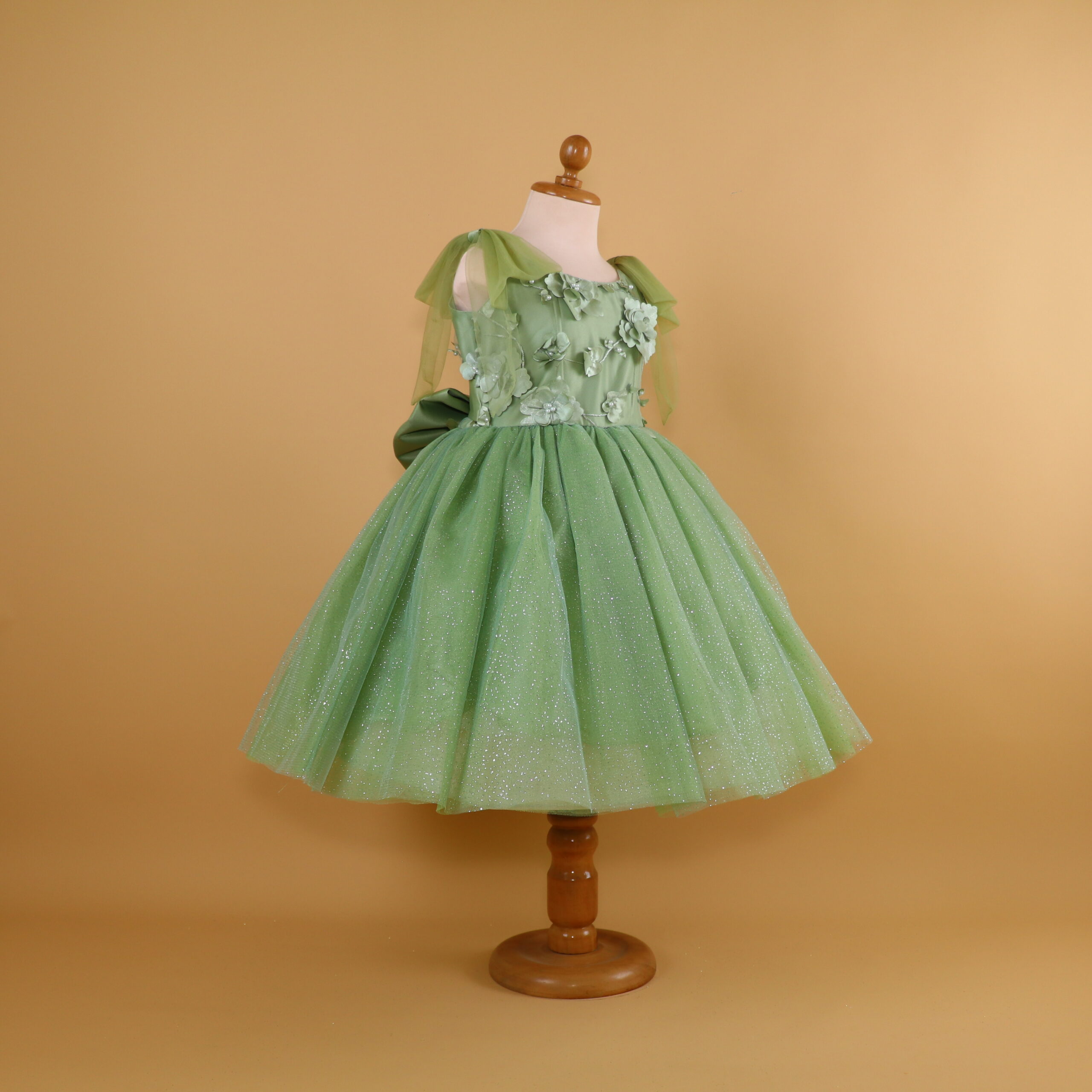 vestido niñas tela tul fantasia color verde olivo - Alexa