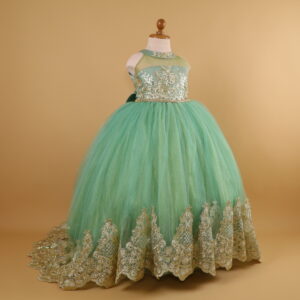 vestido niñas tela tul fantasia color verde olivo - Lizzie