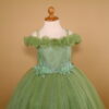 vestido niñas tela tul fantasia escote recto color verde olivo - Arlet
