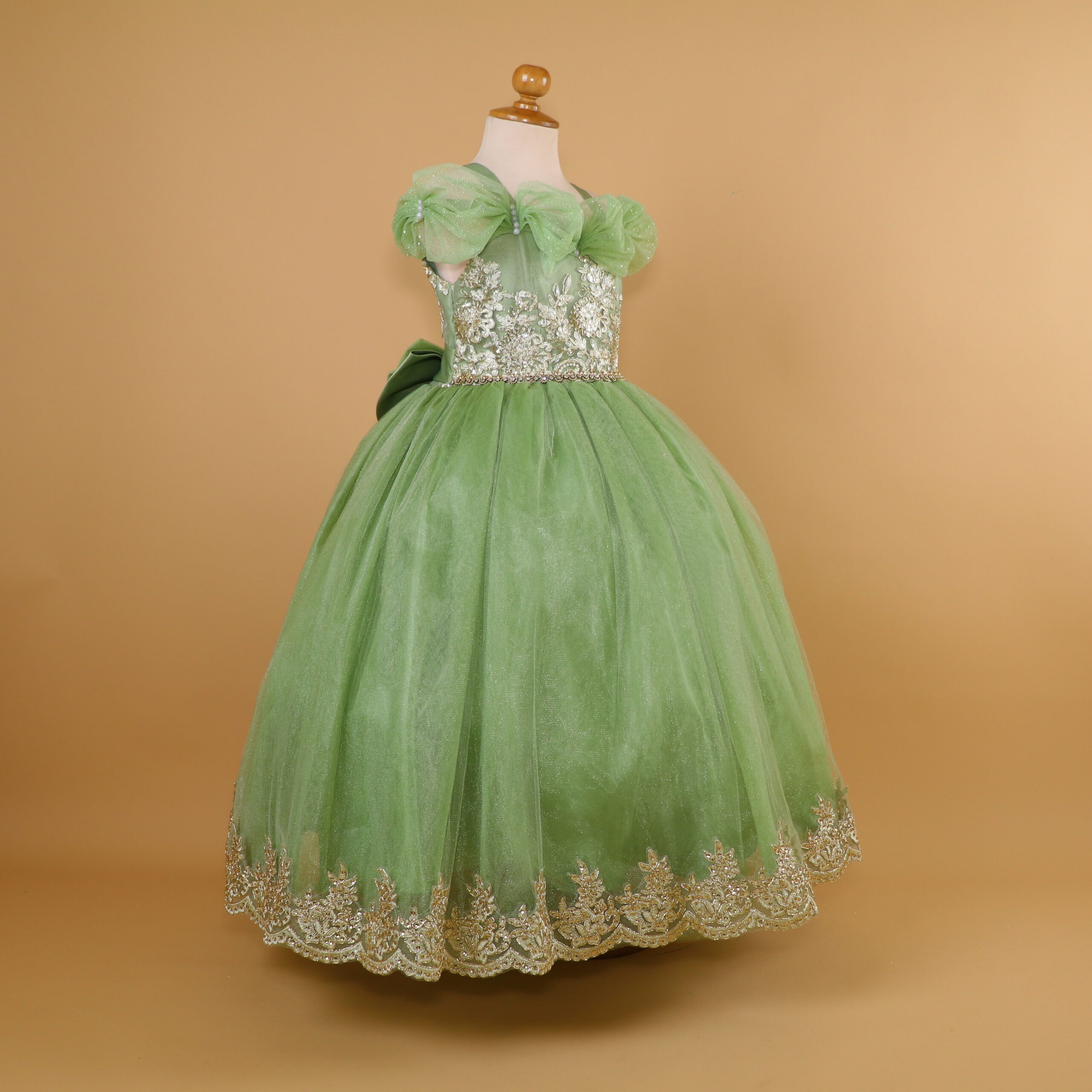 vestido para niñas tela tul brillo caida princesa color verde olivo - Valeria vestido para niñas tela tul brillo caida princesa color verde olivo - Valeria