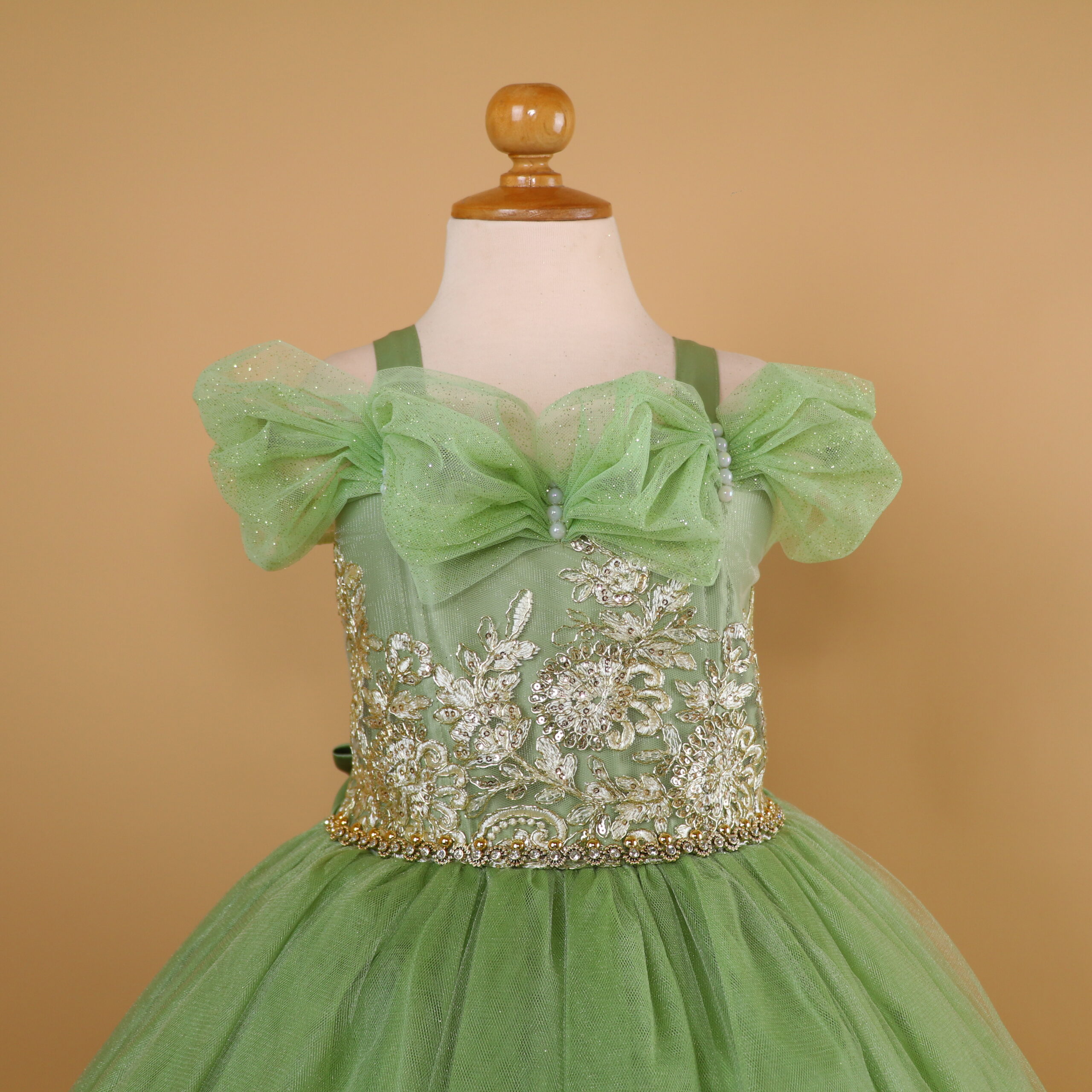 vestido para niñas tela tul brillo color verde olivo - Valeria vestido para niñas tela tul brillo color verde olivo - Valeria
