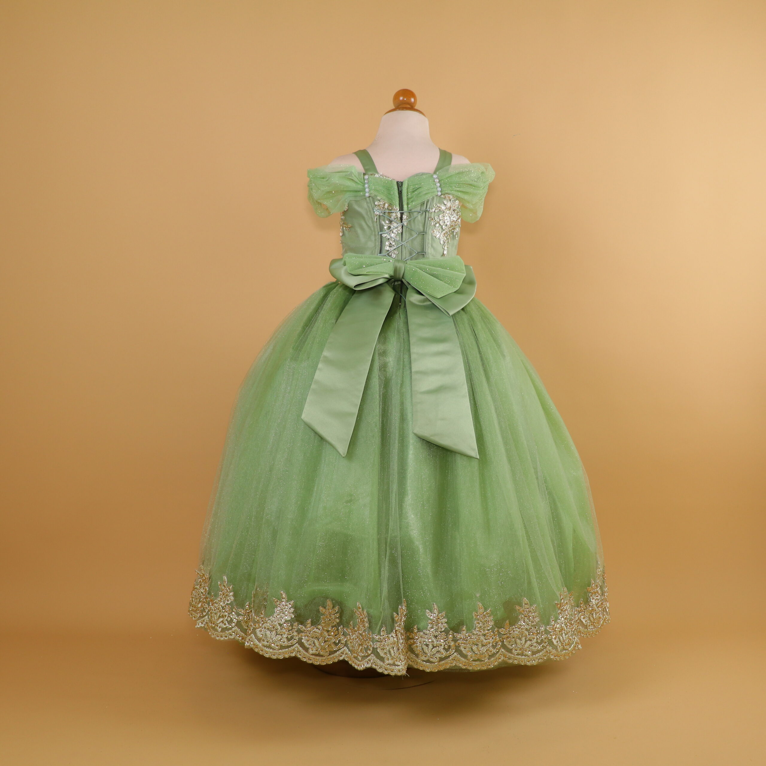 vestido para niñas tela tul brillo falda desmontable color verde olivo - Valeria vestido para niñas tela tul brillo falda desmontable color verde olivo - Valeria