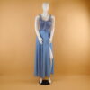 vestido tela gasa corpiño con bruselas en pedreria color azul acero - Sarai vestido tela gasa corpiño con bruselas en pedreria color azul acero - Sarai