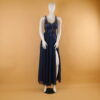 vestido tela gasa corpiño con bruselas en pedreria color azul noche - Sarai vestido tela gasa corpiño con bruselas en pedreria color azul noche - Sarai