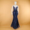 vestido tela glitter con cierre y corset color azul noche - Ruth
