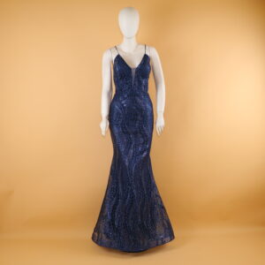 vestido tela glitter corte sirena color azul noche - Ruth